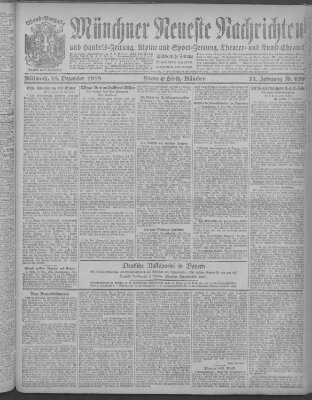 Münchner neueste Nachrichten Mittwoch 18. Dezember 1918