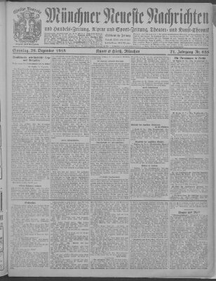 Münchner neueste Nachrichten Sonntag 29. Dezember 1918