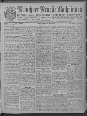 Münchner neueste Nachrichten Mittwoch 8. Januar 1919