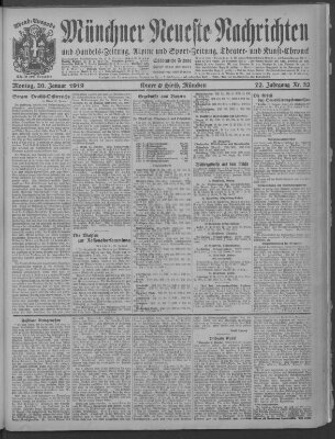 Münchner neueste Nachrichten Montag 20. Januar 1919