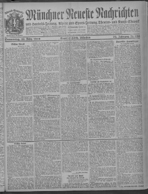 Münchner neueste Nachrichten Donnerstag 20. März 1919