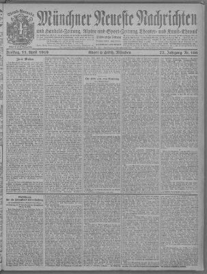 Münchner neueste Nachrichten Freitag 11. April 1919