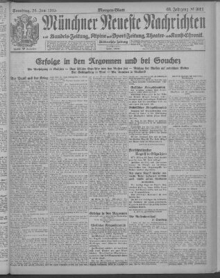 Münchner neueste Nachrichten Samstag 26. Juni 1915