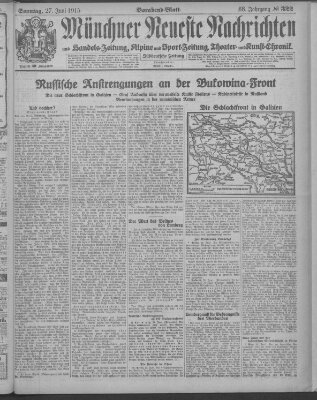 Münchner neueste Nachrichten Sonntag 27. Juni 1915