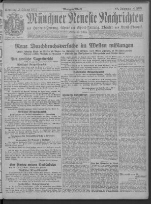 Münchner neueste Nachrichten Sonntag 3. Oktober 1915