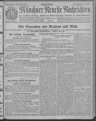 Münchner neueste Nachrichten Sonntag 7. November 1915