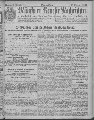 Münchner neueste Nachrichten Montag 22. November 1915