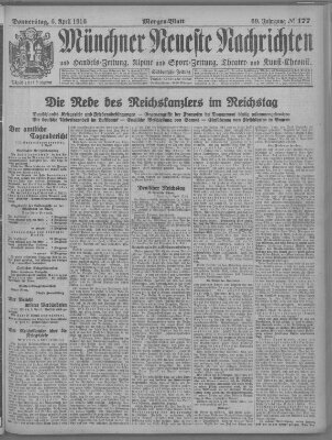 Münchner neueste Nachrichten Donnerstag 6. April 1916