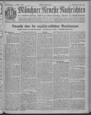Münchner neueste Nachrichten Donnerstag 11. Mai 1916