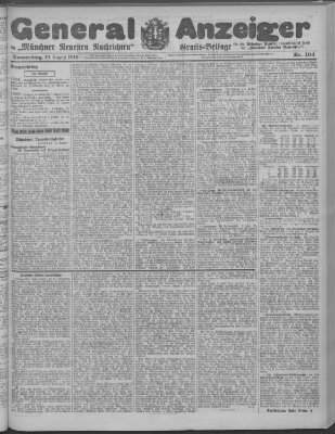 Münchner neueste Nachrichten Donnerstag 10. August 1916