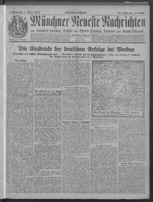 Münchner neueste Nachrichten Mittwoch 1. März 1916