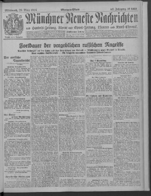 Münchner neueste Nachrichten Mittwoch 29. März 1916