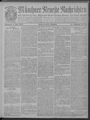 Münchner neueste Nachrichten Dienstag 3. Juni 1919