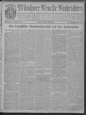 Münchner neueste Nachrichten Dienstag 3. Juni 1919