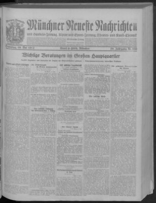 Münchner neueste Nachrichten Samstag 19. Mai 1917