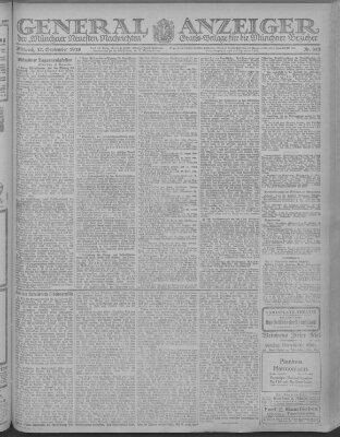 Münchner neueste Nachrichten Mittwoch 17. September 1919