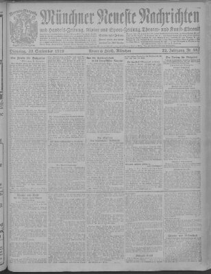 Münchner neueste Nachrichten Dienstag 23. September 1919