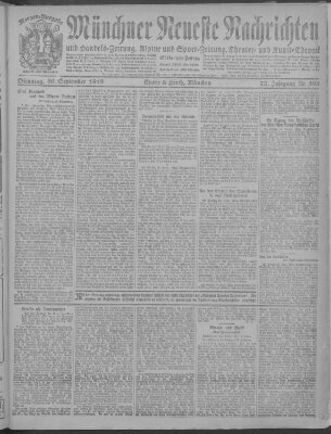 Münchner neueste Nachrichten Dienstag 30. September 1919