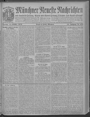 Münchner neueste Nachrichten Freitag 17. Oktober 1919