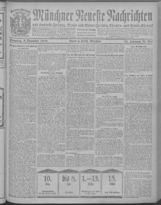 Münchner neueste Nachrichten Dienstag 9. Dezember 1919