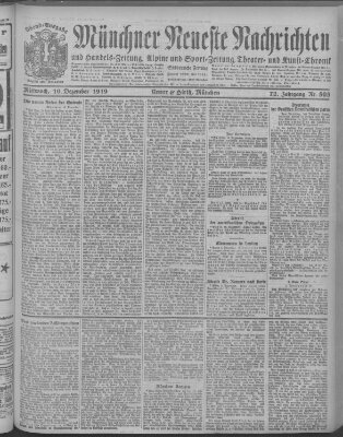 Münchner neueste Nachrichten Mittwoch 10. Dezember 1919