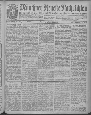Münchner neueste Nachrichten Donnerstag 18. Dezember 1919