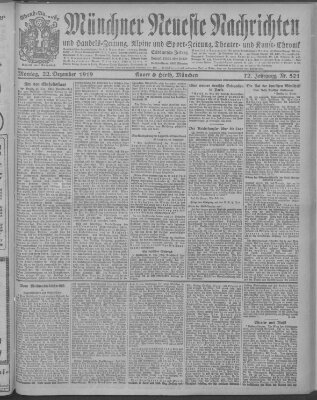 Münchner neueste Nachrichten Montag 22. Dezember 1919