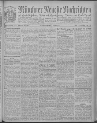Münchner neueste Nachrichten Donnerstag 15. Januar 1920