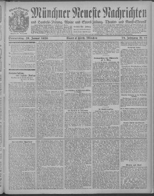 Münchner neueste Nachrichten Donnerstag 29. Januar 1920