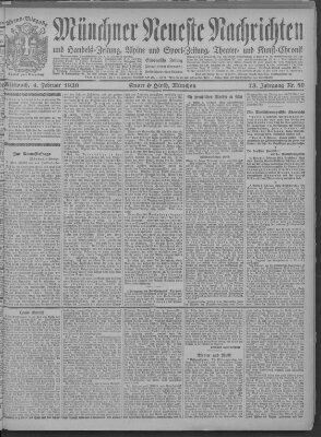 Münchner neueste Nachrichten Mittwoch 4. Februar 1920