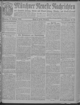 Münchner neueste Nachrichten Dienstag 17. Februar 1920