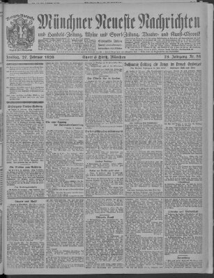 Münchner neueste Nachrichten Freitag 27. Februar 1920