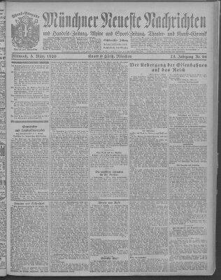Münchner neueste Nachrichten Mittwoch 3. März 1920