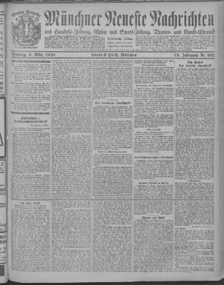 Münchner neueste Nachrichten Montag 8. März 1920