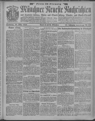 Münchner neueste Nachrichten Samstag 20. März 1920