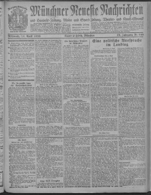 Münchner neueste Nachrichten Mittwoch 14. April 1920