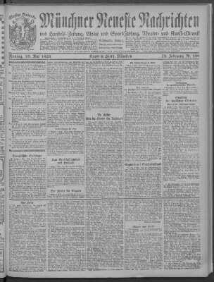 Münchner neueste Nachrichten Montag 10. Mai 1920