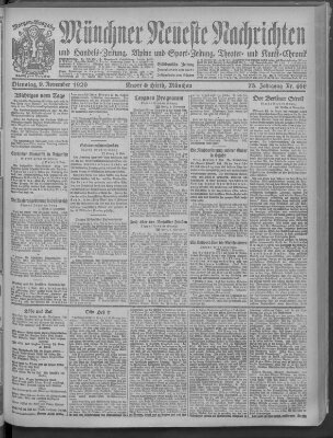 Münchner neueste Nachrichten Dienstag 9. November 1920