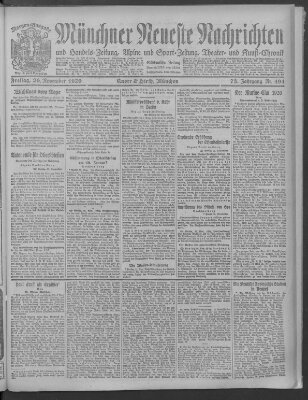Münchner neueste Nachrichten Freitag 26. November 1920
