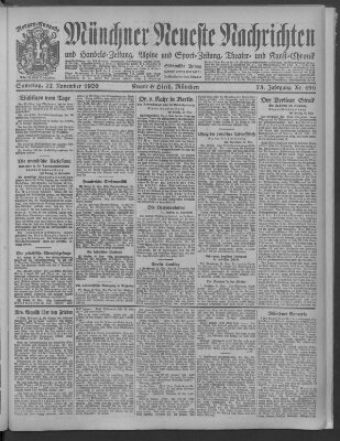 Münchner neueste Nachrichten Samstag 27. November 1920
