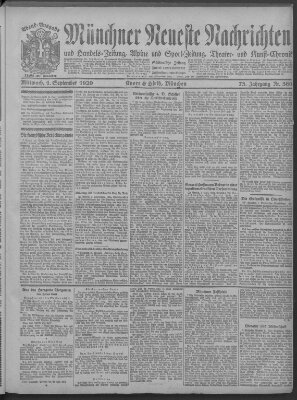 Münchner neueste Nachrichten Mittwoch 1. September 1920