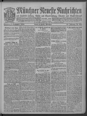 Münchner neueste Nachrichten Dienstag 7. September 1920