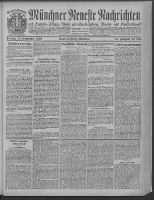 Münchner neueste Nachrichten Freitag 17. September 1920