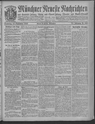 Münchner neueste Nachrichten Samstag 18. September 1920