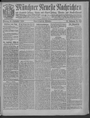 Münchner neueste Nachrichten Montag 20. September 1920