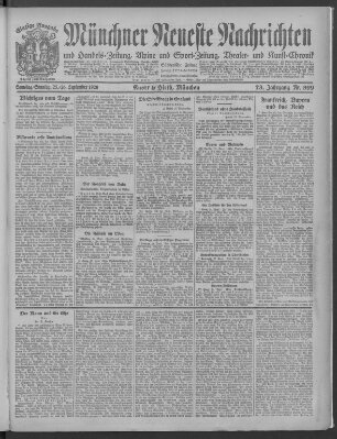 Münchner neueste Nachrichten Samstag 25. September 1920