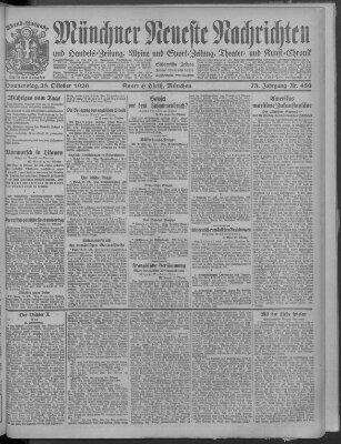 Münchner neueste Nachrichten Donnerstag 28. Oktober 1920
