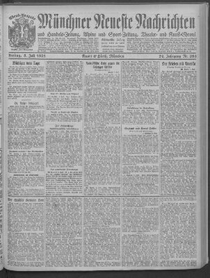 Münchner neueste Nachrichten Freitag 8. Juli 1921