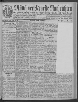 Münchner neueste Nachrichten Mittwoch 20. Juli 1921
