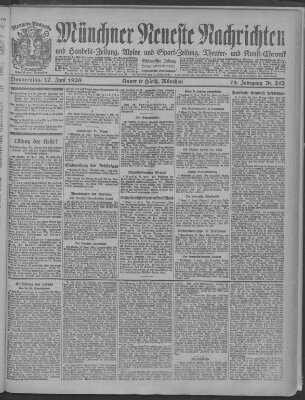 Münchner neueste Nachrichten Donnerstag 17. Juni 1920